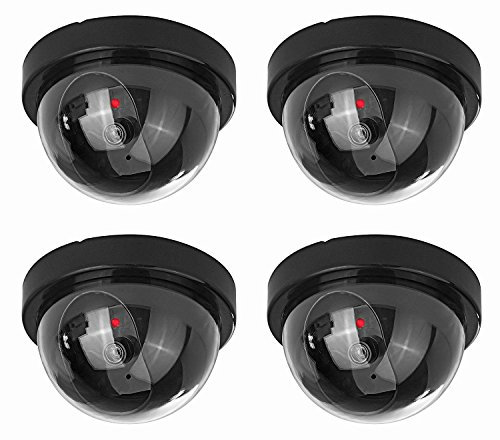 NONMON 4 Pack Dummy Sicherheits Dome Kameras mit blinkenden LED Leuchtet Schwarz