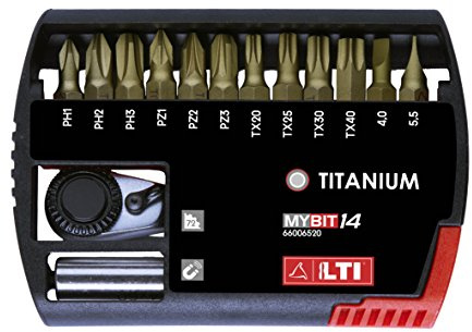 Krino 66006520 Set 14 Stück Bits Titanium für Kraft, schwarz