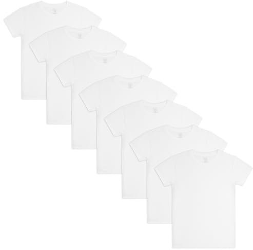 Fruit of the Loom Big Cotton T Shirt, Boys-7 Pack-White, Large