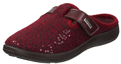 Rohde Damen, Frauen, Hausschuhe,Wechselfußbett,verbandschuhe,Therapie-Stiefel,Klett-Hausschuhe,WEINROT,41 EU / 7.5 UK