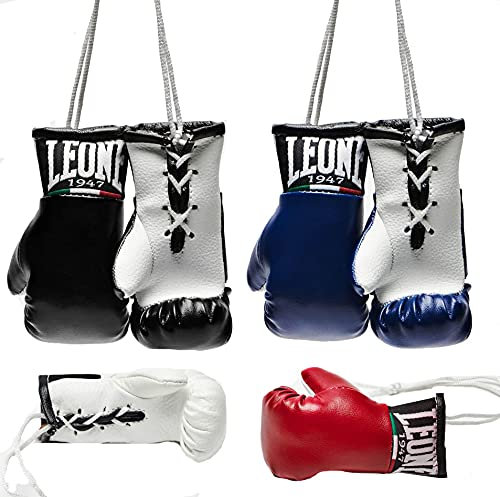 Leone1947 Autospiegel Mini Boxhandschuhe - Boxhandschuhe fürs Auto Spiegelanhänger Spiegel Aufhänger PKW Innenspiegel (Schwarz)