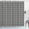 ABAKUHAUS Ethnisch Duschvorhang, marokkanische Stern, Stoffliches Gewebe Badezimmerdekorationsset mit Haken, 175 x 200 cm, Schwarz und Off White