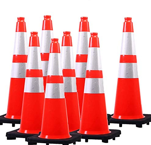 Besea 28 Inch Orange Traffic Cones, Heavy Duty Rubber Base