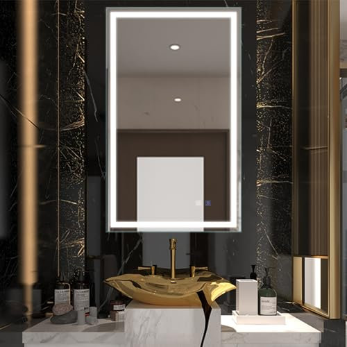 ExBrite Badspiegel mit Beleuchtung 60x100cm, Wandspiegel LED Badspiegel Spiegel Bad Badezimmerspiegel mit Touch-Schalter, 3 Lichtfarben Dimmbar, Antibeschlag, Speicherfunktion