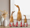 Rikmani - Holzfigur Ente Stiefel ROT GEBLÜMT 100% Natur Original - Handgefertigte Figur aus Holz 26 cm