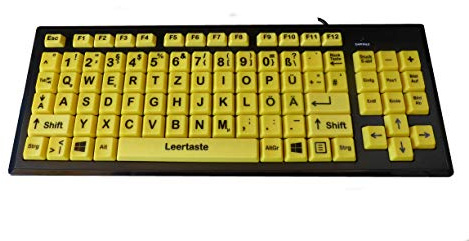 Accuratus Monster 2 German - USB High Visibility Visual Impairment German Layout Keyboard with Extra Large Keys & 2 Port USB Hub