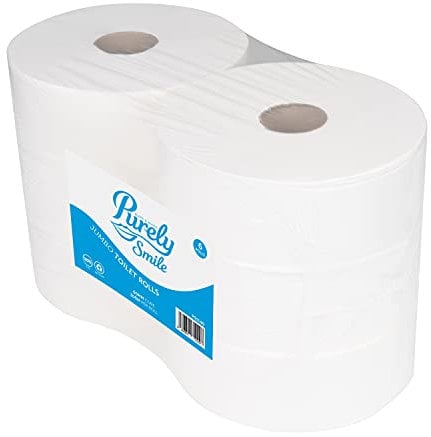 Blake & White 2 Ply Jumbo Toilet Rolls 6 Pack - Purely Smile Highly Absorbent Toilet Paper for Home and leisure Centers - 300m Ultra Durable Tissue Roll - PS1140