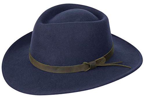 Hoggs of Fife Perth Crushable Felt Hat Navy X-Large BlueX-LargeBlue Hats (52365) Men's