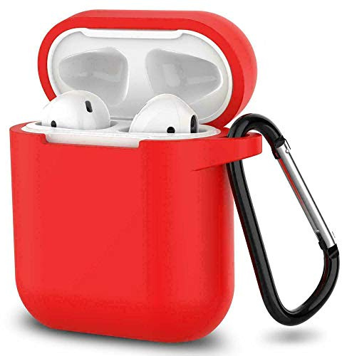 ELLENNE Cover Silicone Slim per Apple AIRPODS 1/2 Custodia Rosso | COVER SILICONE SLIM COMPATIBILE PER APPLE AIRPODS 1 E 2 CUSTODIA ANTIGRAFFIO + GANCIO (Rosso)