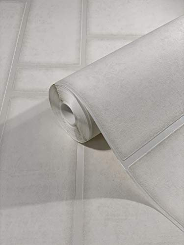 marburg Tapete Weiß Beige in Betonoptik mit glänzenden Streifen Grafische Metallic Vliestapete für Wohnzimmer oder Schlafzimmer Made in Germany 10,05 x 0,53m