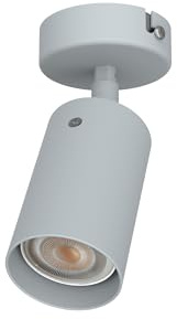 L+ LED-Spot, schwenkbar, für Decken- oder Wandmontage aus Metall – Anschluss: GU10 – Made in Italy – Durchmesser 6 cm – Modernes Design für Küche und Wohnzimmer (Grau)
