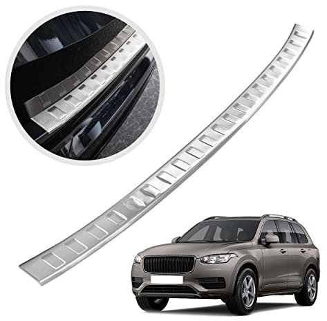 CHROMEMASTER | Ladekantenschutz Stoßstangenschutz | Kompatibel mit Volvo XC90 2 II 2015- ; Gebürsteter Edelstahl, Silber Matt; Unsere Lackschutzleiste Sichert den Heckstoßfänger vor Kratzern