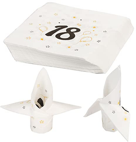YOLOUP 40 PCS 18. Geburtstag Servietten Schwarz-gold 18th Geburtstagsfeier Papierservietten Happy Birthday Paper Napkins für Junge Mädchen Geburtstagsparty Deko Tischdekoration (33x33cm)