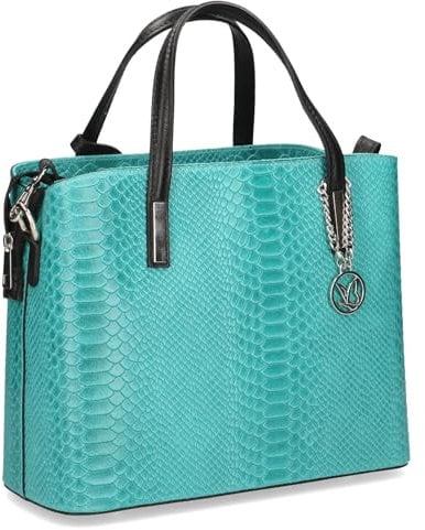 CAPRICE Damen Henkeltasche aus Leder Mittelgroß, Türkis (Turquoise Rept), 1
