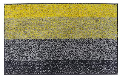 LNXSESN Badezimmerteppich Senfgelb Grau Badematte Flauschig Mikrofaser Badvorleger rutschfest Duschvorleger Schnelltrocknend Badteppich Waschbar Duschvorleger Verdicken Badematten Badmatte 40x60cm
