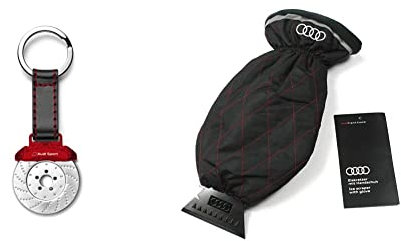 Audi Sport Schlüsselanhänger Einkaufswagenchip & Original Eiskratzer mit Handschuh Winter Kratzer Scheiben Schnee Eiskratzerhandschuh 80A096010D