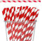 Neel Blue Paper Drinking Straws [100 Pack] Disposable Straws - Red & White Striped Straws, Party Straws Cocktail Decorations for Birthday Wedding Christmas Party DIY Decoration