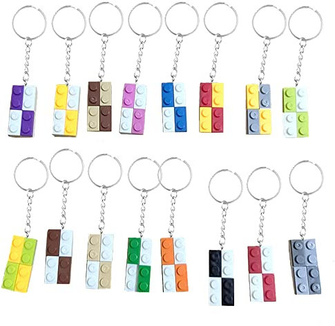 Schlüsselanhänger Bausteine 16 Stücke Brick Keyrings,Brick Keychain,Spielzeug Schlüsselanhänger,Lego Deko,Kunststoff Anhänger SchlüSselbund,für Geburtstag, Belohnungen, Party Supplies