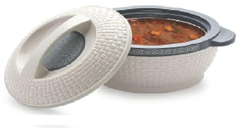 Nobel Minimalist Insulated Hot Pot Casserole Food Serving Dish with Lid, Stainless Steel 17 cm Diameter x 5 cm Deep, 2L