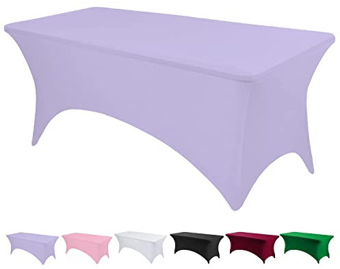 1 Pack Spandex Tablecloth, 6ft Rectangular Stretchy Table Cover Fits Tables Size 183cm x 75cm x 75cm Spandex Fitted Wedding Event Washable Tablecloth (1, Light Purple, 72 x 29.5 inch (Rectangular))