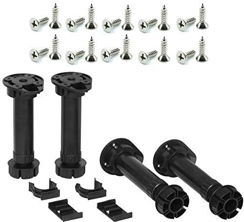 Set of 4 Adjustable Kitchen Cabinet Legs with Screws | includes Plinth Clips | Complete Set | Kitchen Cupboard Legs