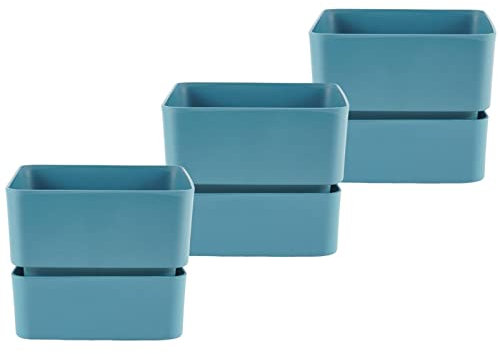 ECOMACETAS FLOWERPOT STORE Petits pots carrés en plastique - Pot de fleurs succulentes, mini pots avec assiette incluse (3,12 cm)