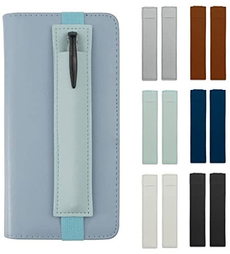 Rairsky 12 Stück Stifthalter Notizbuch, Wiederverwendbares Buch Pen Loop Stiftschlaufe, Stiftehalter für Notizbuch, PU Leder Federtasche Elastischer Stifthalter für Tablet Tagebuch Kalender Notizbuch