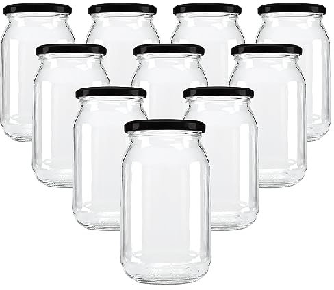 SUPERBUTELKI.PL Bocaux avec Couvercles à Visser 900ml - Bocaux à Conserves en Verre - 10 Pièces
