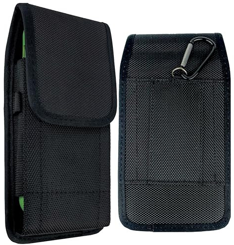 MyGadget Gürteltasche Handy [Bis 7 Zoll] - Handytasche mit Karabiner - Horizontal oder Vertikal nutzbar - Gürtel Tasche für u.a. iPhone 14 I 15 Pro Max - Schwarz