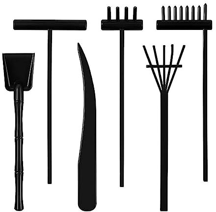 Kit Mini Zen Jardin - 6pcs Noir Râteau et Méditation Sable Outils - Rock Garden Idéal Relaxation - pour Table pour Accessoires