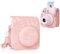 MUZIRI KINOKOO Case for Fuji Instax Mini 12 Instant Camera - PU Leather Embossed Pattern Instax Mini 12 Carrying Protective Case - with Removable Adjustable Strap - Dark Pink