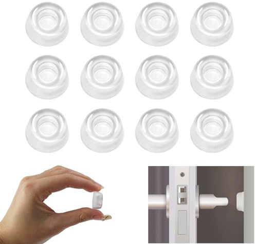 12 Piezas Tope Puerta Pared Transparente,22x10mm Topes Elásticos Adhesivos Transparentes,Lagrimas Silicona Adhesivas para Puertas,Topes Silicona Muebles para Protección de Puertas,Paredes y Gabinetes