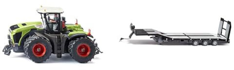 Siku 6791 & 6744, 3-Achs Tieflader, Nooteboom Eurotrailer, 1:32, Schwarz/Silber, Metall/Kunststoff, Elektronische Laderampe, 4 LEDs am Heck