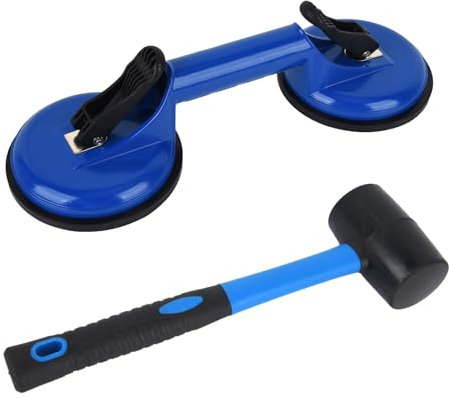 Bodenlückenfixierwerkzeug für Laminatböden, Lückenreparatur, inklusive Saugnapf und Schlägel, blaues Set (kann nicht auf geschabten Oberflächen verwendet werden)