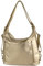 modamoda de T249 Damen Rucksack Schultertasche 2 in 1 aus Leder handmade in Italy, Farbe:Lightgold Metallic