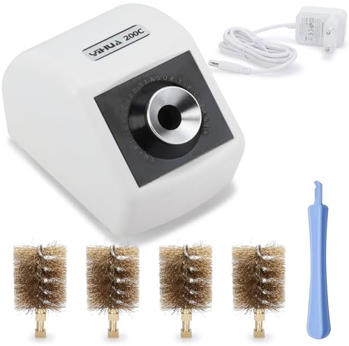 YIHUA 200C Motorisierter lötspitzenreiniger mit Infrarotsensor, 6 Messingwollbürsten, 12V-Netzadapter und Aushebewerkzeug - Kompakter lötkolben reiniger (EU Plug)