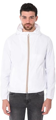 Veste d'été pour homme avec capuche coupe-vent imperméable légère, Blanc, XXXL