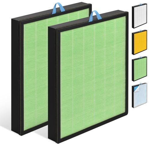 HSIAMEN Vital 200S-RF-TX Toxin Absorber Filter Compatible with Levoit Vital 200S, 2-Pack H13 True HEPA Filter, Green