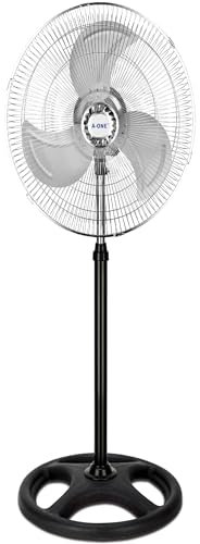 UBOON Ventilador de Pie Potente y Silencioso - Ventilador con Altura Regulable, 3 Velocidades, Sin Vibración, Base Estable, Fácil de Montar