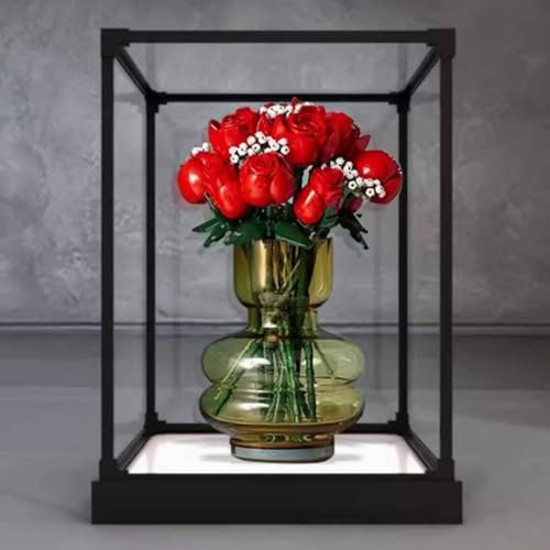 Boîte de présentation en acrylique pour Lego 10328 Bouquet de roses - Boîte de présentation transparente anti-poussière - Compatible avec Lego 10328 - Kit de construction (modèle non inclus) (base