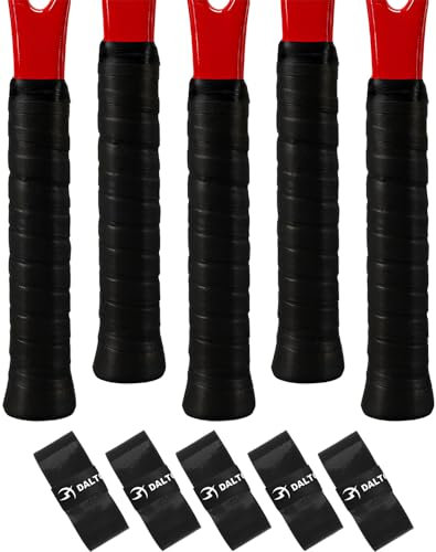 CENSIVI Tennis Griffband Anti-Rutsch - Selbsthaftendes Griffbänder für Tennisschläger, Overgrip Griffband Geeignet für Tennis, Padel, Badminton, Squashschläger, 5 Schwarz