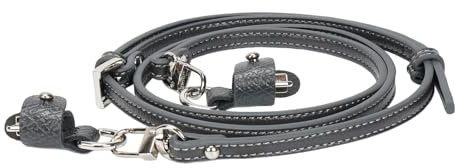 FLYAMAPIRIT Schultergurt für Longchamp Taschen, Damen, Ledergurt-Umrüstsatz, Verstellbarer Ersatzgurt für Geldbörse, Handtaschen etc. (Gungrau + Silberhaken, 0,9 cm breit)