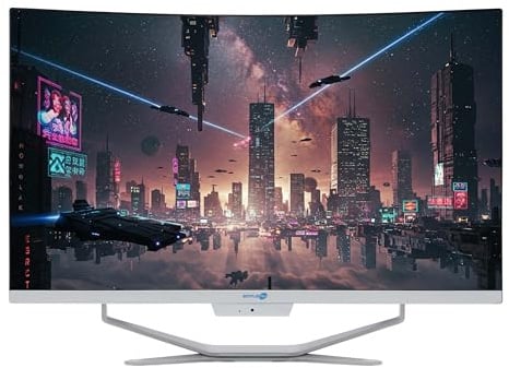 SIMPLETEK All-in-One AiO 27 Zoll FHD Curved Windows 10 Core i5 bis 3,8 GHz 16 GB RAM SSD 2 TB + kabellose Maus inklusive Webcam PC Gaming Curved Streaming Home Arbeit Computer für Jungen