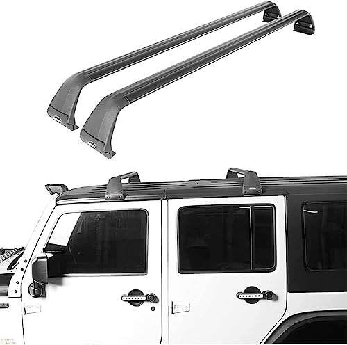 2 Stück Aluminium Relingträger Dachträger Dachgepäckträger für Jeep Wrangler JL JK JT 2007-2022 2023 2024, Gepäcktransport Reisen Camping Crossbar Roof Racks