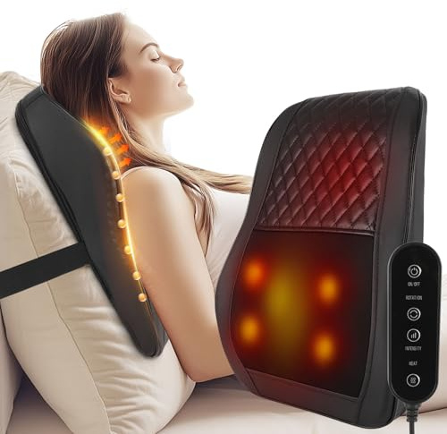 Cordless Shiatsu Back and Neck Massager with Heat,Rechargeable Electric Massage Pillow Back Massager for Women/Men/Mom/Dad - Deeper Tissue 4D Kneading Massage for Shoulder, Neck Use at Home, Office
