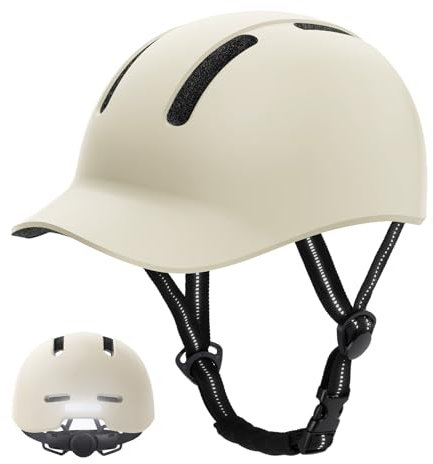 KINGLEAD Fahrradhelm,Urban Commuter Helm,Stylischer Fahrrad Helm Herren und Damen für Radfahren Trekking City Roller Herren Verstellbarer (Beige, XL【58-62cm】)