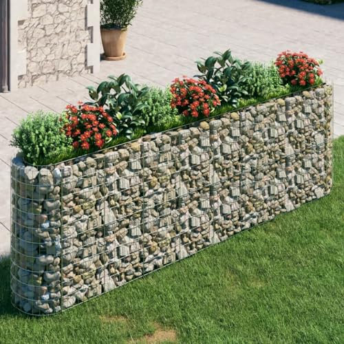AUVYI Steinkorb Gartendeko Gabionen Hochbeet 330x50x100 cm Terrasse Wand GabionenSäule Stabile Konstruktion Gabionenkörbe Steingabionen Gabionen Pflanzkorb Verzinktes Eisen