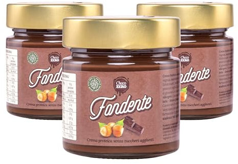 Choco Zero – Crema Proteica Crema Spalmabile Senza Zuccheri Aggiunti, Senza Glutine, Senza Lattosio, Vegano Vasetto da 200 g (3 Pezzi, Cioccolato Fondente)