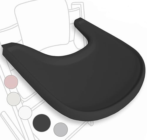 Hochstuhl-Tisch kompatibel mit Stokke Tripp Trapp Stuhl, ergonomisches gebogenes Design, Schwarz - BPA-frei, einfach zusammenzubauen