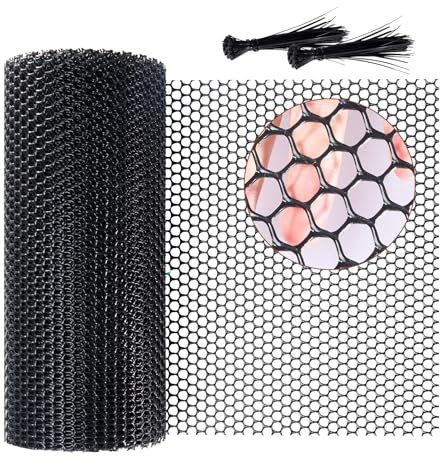 Unnosin Chicken Wire 40cm X 10m, Plastic Chicken Wire Mesh Roll Fencing Wire Mesh Netting for Poultry, Pet, Garden, Balcony, Yard, with Self-Locking Ties